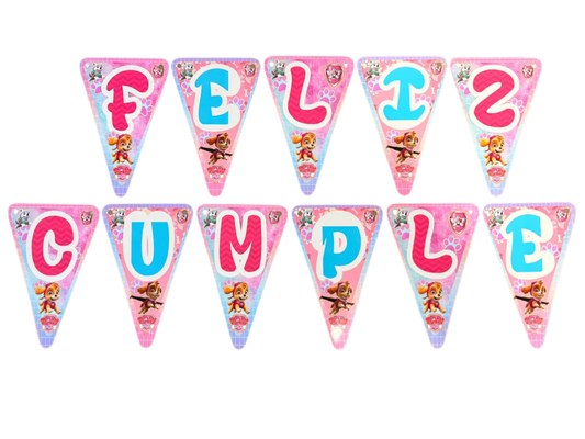 Cotillón Guirnalda Feliz Cumple Sky Paw Patrol
