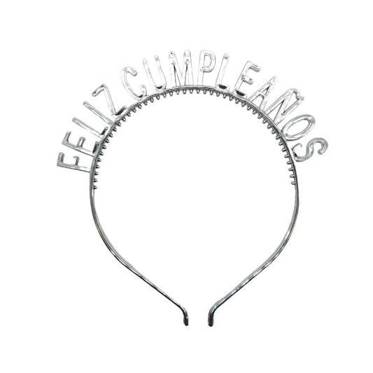 Cintillo Feliz Cumpleaños Plateado Fiesta Cotillón