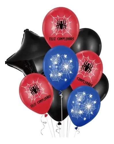 Set Globos Spiderman Feliz Cumpleaños Fiesta Infantil