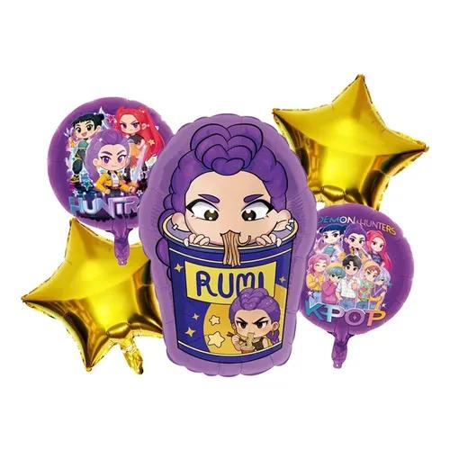 Set Globos Kpop Demon Hunters Rumi Fiesta 5 Piezas