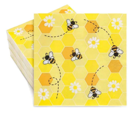 10 Servilletas De Papel Diseño Abejita Panal Fiesta