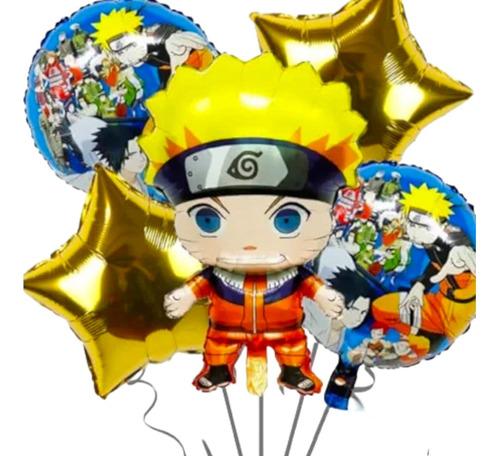 Set De 5 Globos Metalizados Naruto Para Fiestas Y Cumpleaños