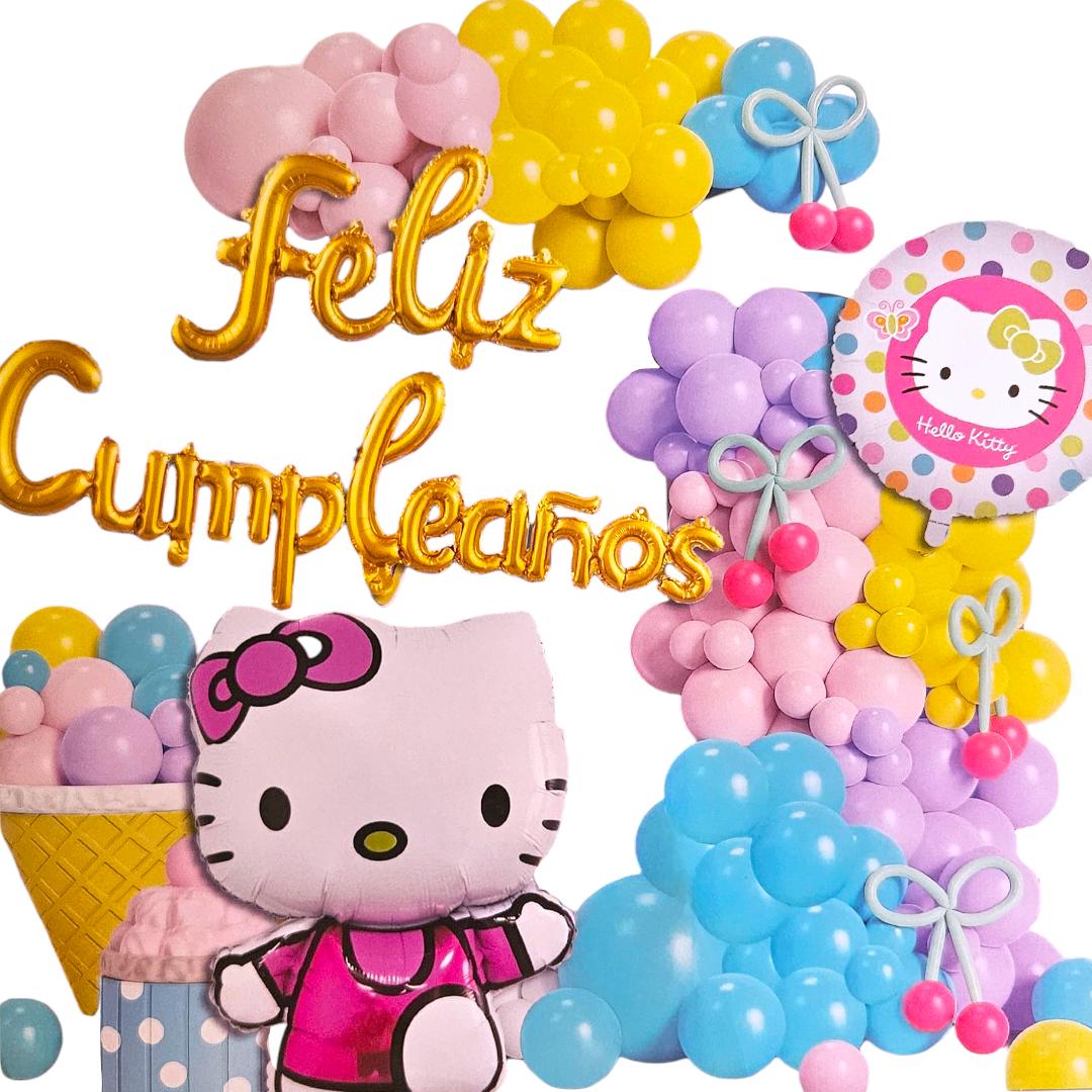 Decoración globos Hello Kitty cotillón cumpleaños