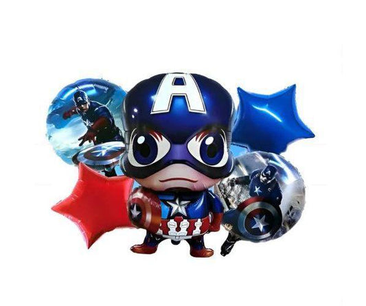Set 5 Globos Metalicos Marvel Los Vengadores Capitan America