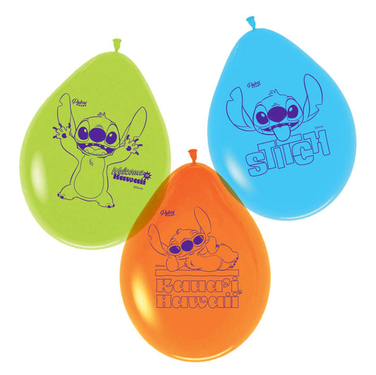 Pack 12 Globos Latex Lilo Y Stitch Lila