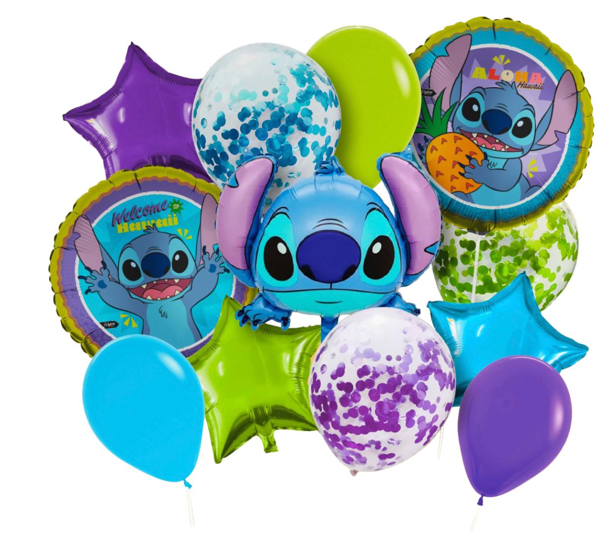 Set Kit Globos Metálicos Stitch Cumpleaños Fiesta 12 Piezas
