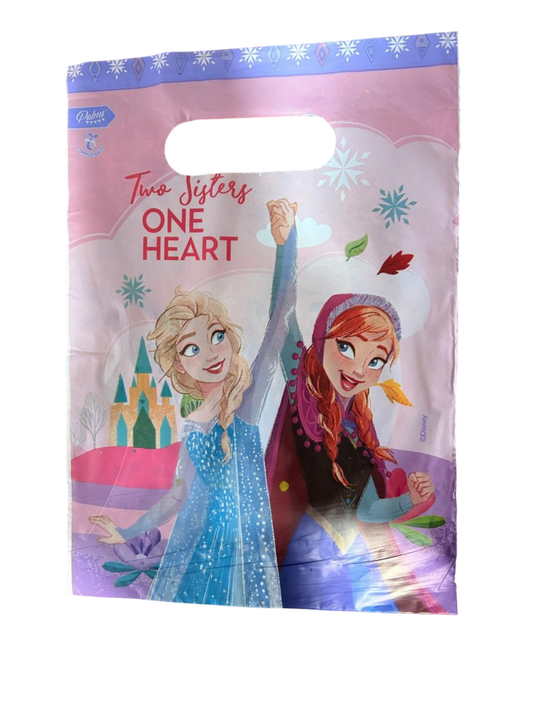 Pack 6 Bolsas Cumpleaños Cotillón Frozen 16x25 Cm Celeste