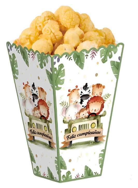 Pack De 6 Cajas De Palomitas Safari En Cartón Verde Musgo