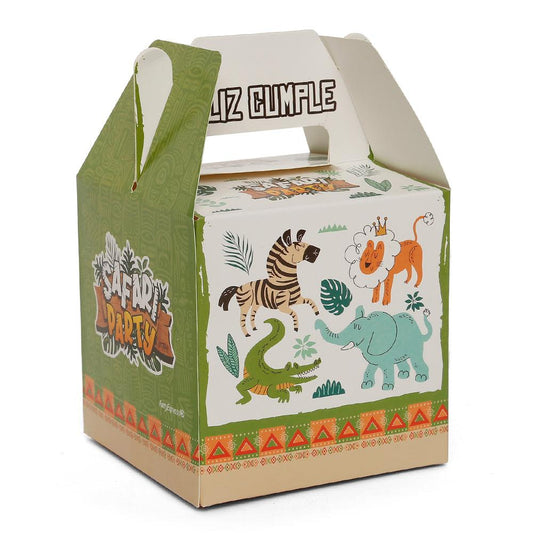 Caja Sorpresa Feliz Cumpleaños Safari Animales Selva X 6