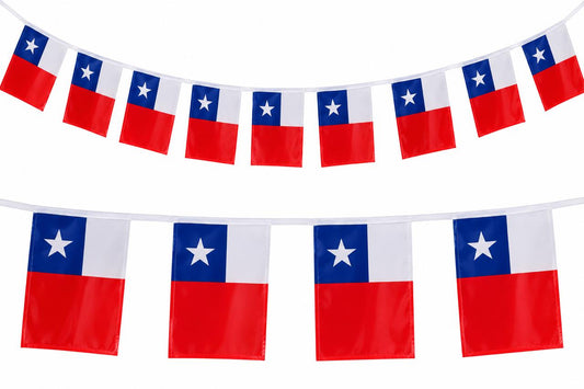 Guirnalda De Banderas Chilenas De Tela 30x25 Fiestas Patrias