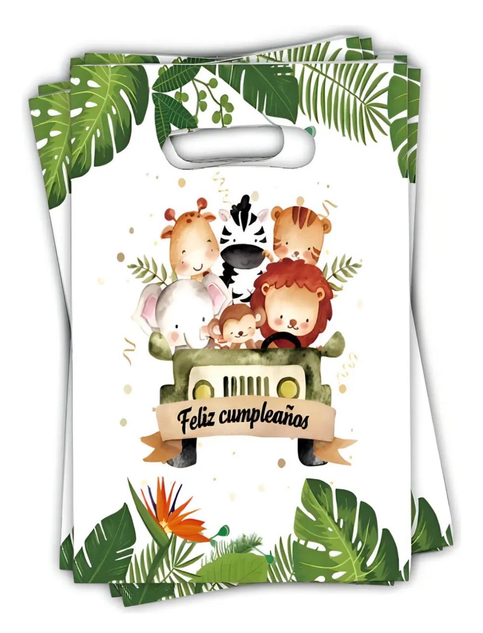 Pack 10 Bolsa De Cumpleaños Safari Animales Selva