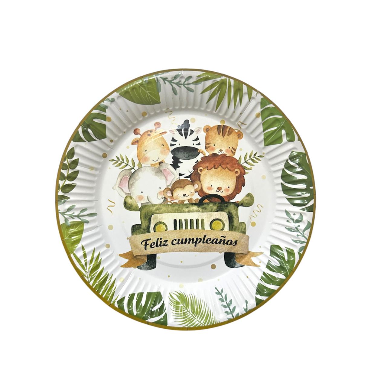 Pack 10 Plato De Cumpleaños Animales De La Selva Safari