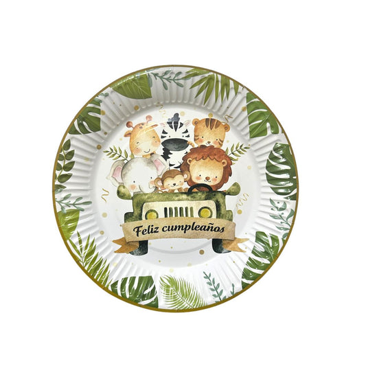Pack 10 Plato De Cumpleaños Animales De La Selva Safari