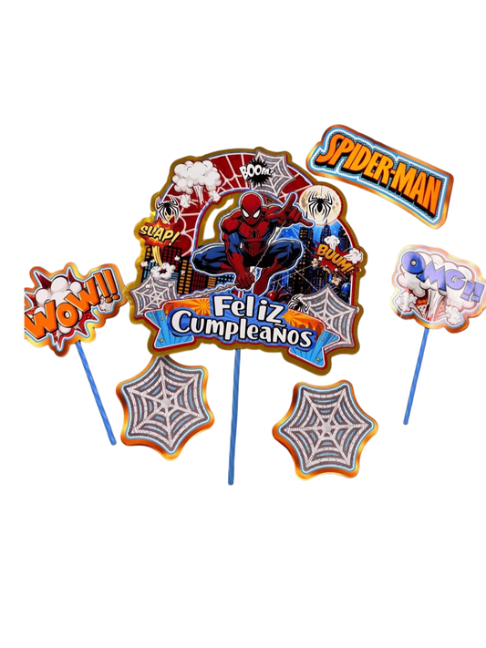 Toppers Para Torta Spiderman Marvel Cumpleaños Rojo