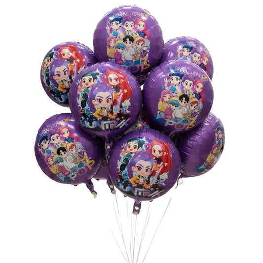 Pack 10 Globos Metálicos Guerreras Kpop Demon Hunters Violeta