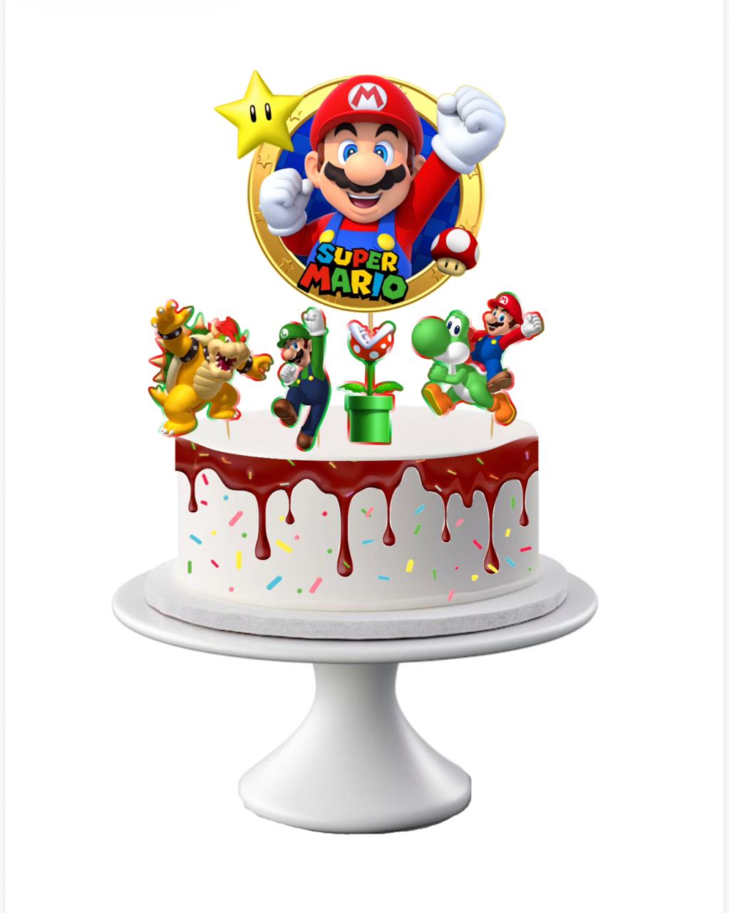 Topper Para Torta Súper Mario Bross 4 Unidades Multicolor Super Mario
