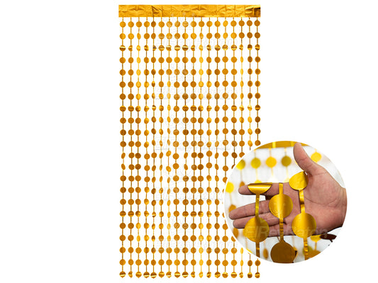 Cortina Metálica Decorativa Círculos Dorada