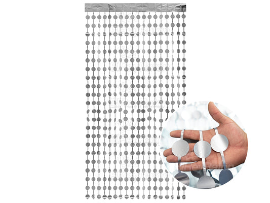 Cortina Metálica Decorativa Círculos Plateada